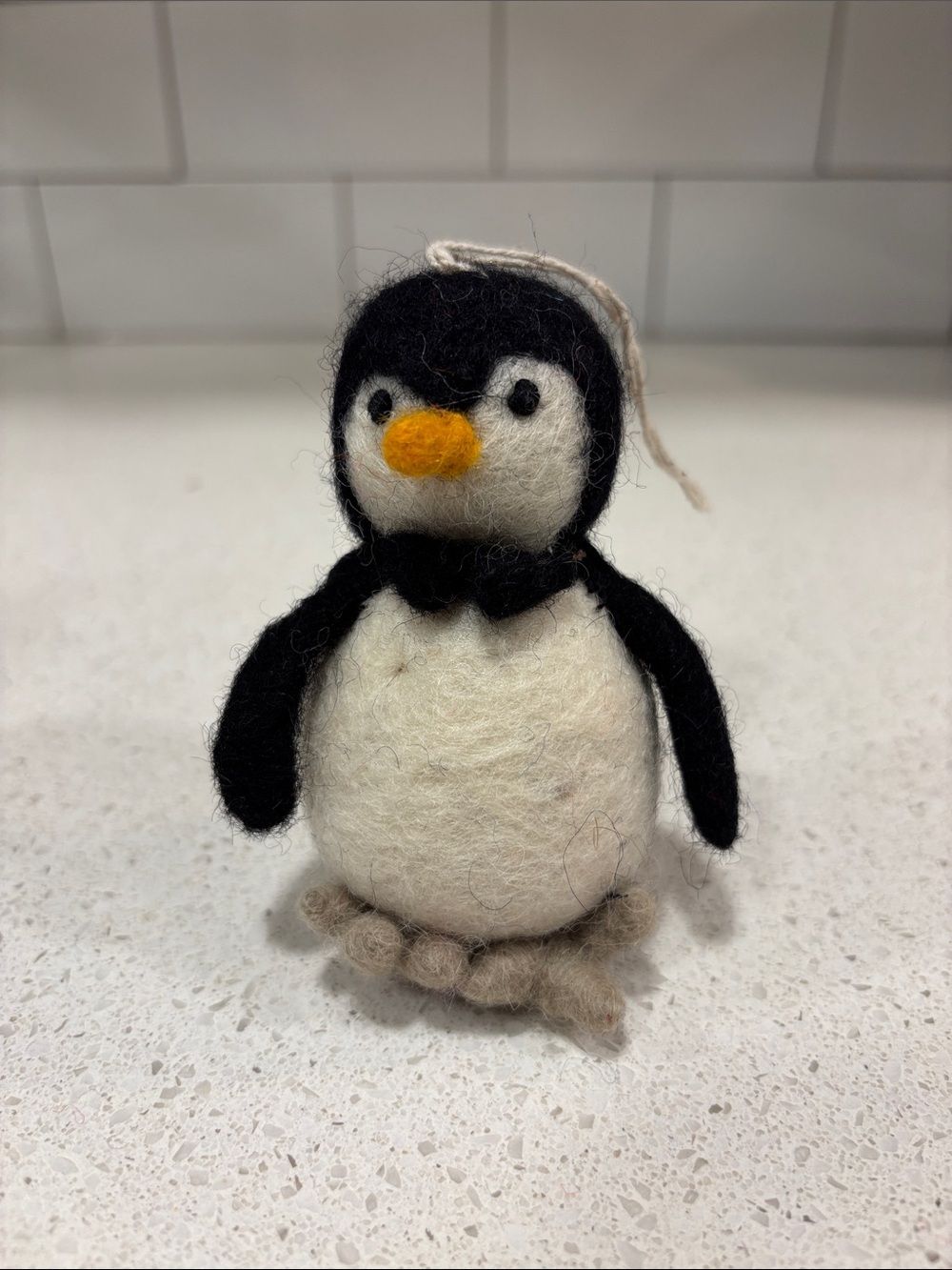 West Elm Felt Penguin Ornament - Black, White & Yellow